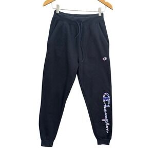 Champion Mens Navy Blue Fleece Joggers Script Logo Sweatpants Medium PG250